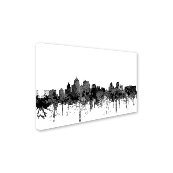 Marlene Watson 'Kansas City Missouri Skyline BW' Canvas Art,12x19